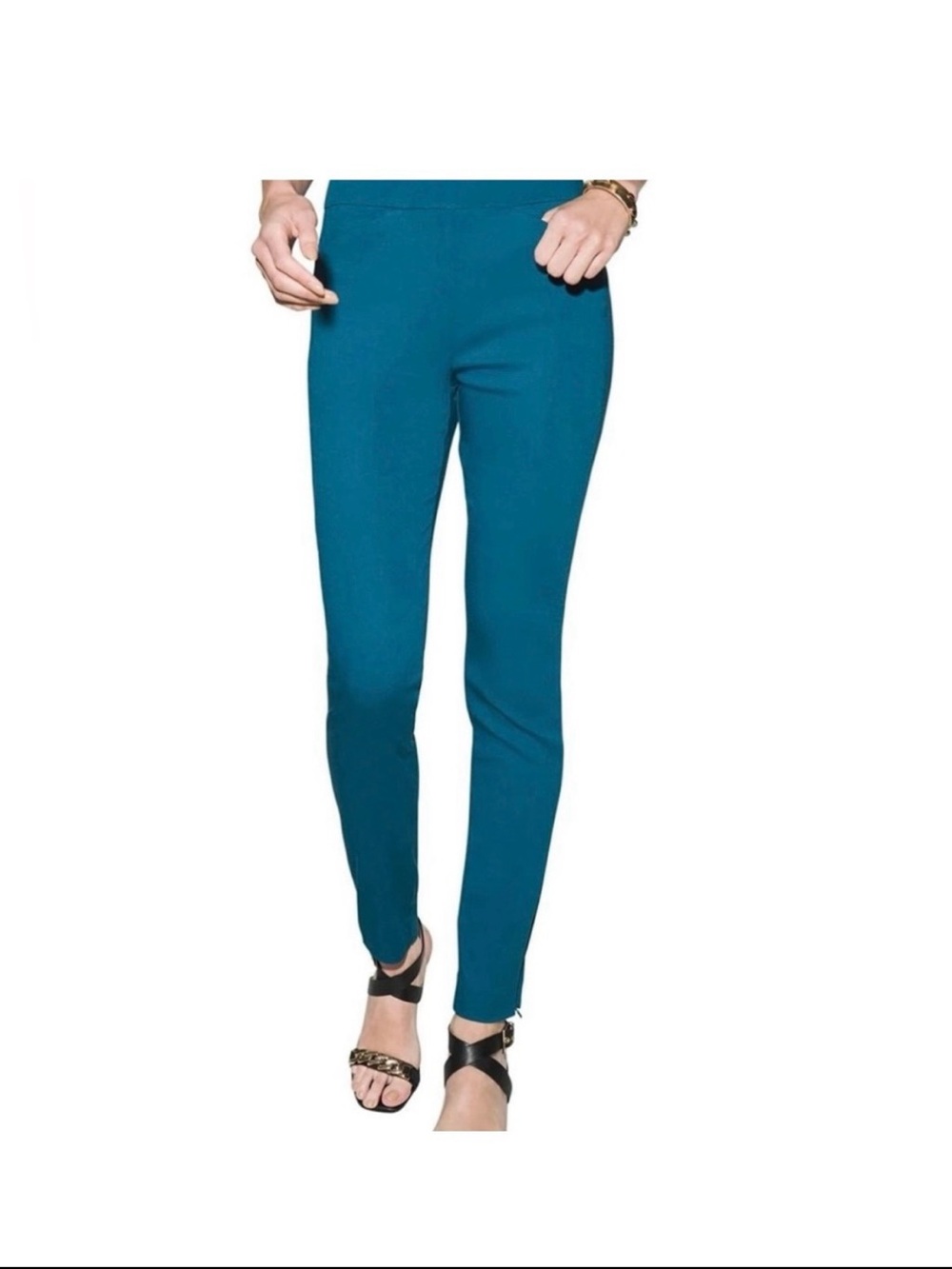 White House Black Market Teal Slim Ponte Ankle Pants